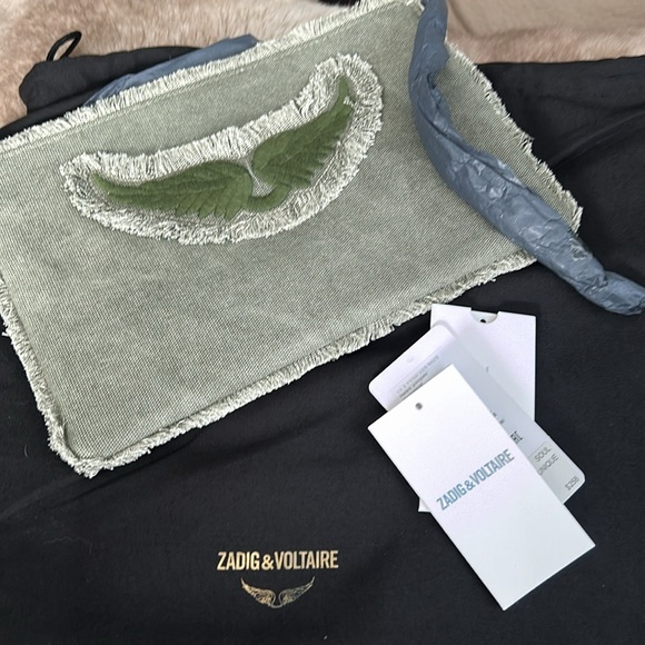 zadig & voltaire uma wings patch canvas clutch - Picture 8 of 9